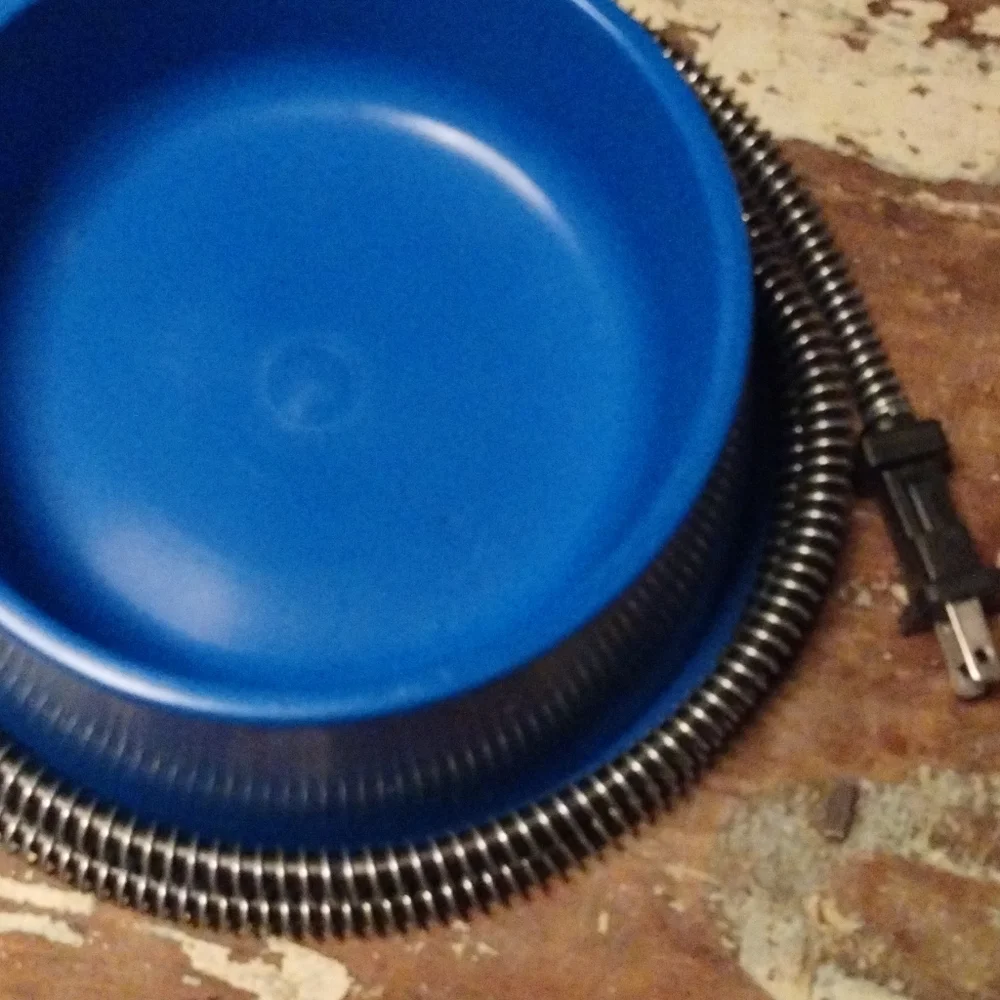 Heated pet bowl blue
